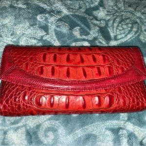 Brahmin leather croc embossed wallet, vibrant red